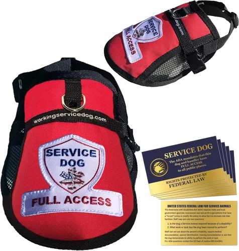 Vista 10 de Chaleco de acceso completo de malla para perros de servicio premium (circunferencia de 9 a 13 pulgadas, azul) - Incluye cinco tarjetas de folleto