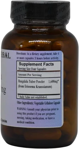 Vista 2 de Barlowe's Herbal Elixirs Bangalala (Eriosema Kraussianum) Cápsulas en polvo 400 mg por cápsula Hierba de vitalidad masculina sudafricana 60