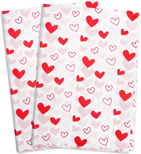 Vista 7 de MR FIVE 30 hojas de 20 x 28 pulgadas, color blanco con corazón rosa metálico a granel, papel de seda de corazones para bolsas de regalo, cumpleaños