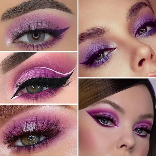 Vista 4 de Erinde Paleta de maquillaje de sombra de ojos de 9 colores con purpurina y lavanda brillante y mate, violeta, malva, púrpura oscura, plateado
