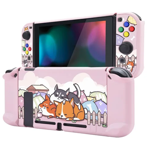 Vista 15 de eXtremeRate PlayVital Back Cover for Nintendo Switch Console, NS Joycon Controller Protector Hard Shell, Dockable Protective Case with Colorful ABXY