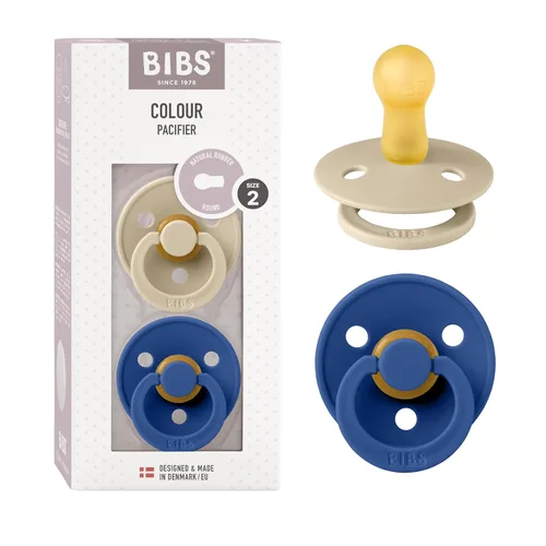 Vista 37 de BIBS - Paquete de 2 chupetes para bebés, goma natural libre de bisfenol A, hechos en Dinamarca, colección Colour, para bebés de 18+ meses, azul bebé