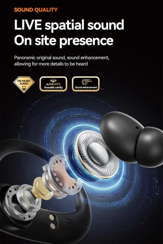 Vista 6 de Auriculares inalámbricos con Bluetooth con pantalla LED de 60 horas de reproducción, sobre los auriculares con micrófono, sonido estéreo, controles