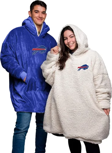 Vista 26 de FOCO NFL Unisex NFL Team Reversible Oversized Sherpa Hoodie Sweatshirt Big Logo Hoodeez