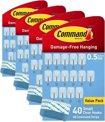 Vista 11 de Command Ganchos pequeños de alambre transparente, 40 ganchos de pared y 48 tiras, para colgar sin daños con adhesivo, ideal para colgar