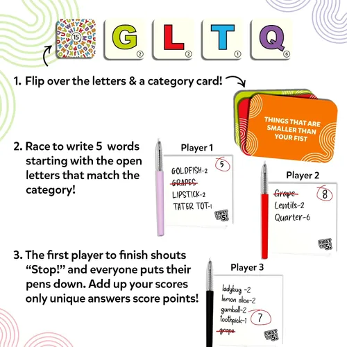Vista 3 de Skillmatics Juego de mesa y cartas: juego de primera a 5, categoría con un toque, perfecto para fiestas, familia, noche de juegos, pensamiento
