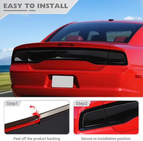 Vista 6 de JeCar Cubierta de luz trasera ahumada luz trasera para 2011 2012 2013 2014 Dodge Charger Accesorios exteriores