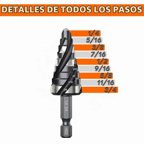 Vista 2 de THINKWORK Juego de 9 brocas HSS en espiral de paso en espiral de 1/4"-3/4" para aluminio, metal, plástico, madera