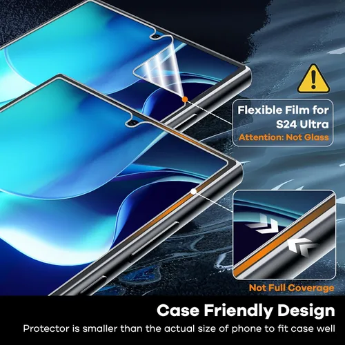 Vista 4 de FANGTIAN [4-Pack] para Samsung Galaxy S24 Ultra Protector de Pantalla [No de Vidrio] - Película para Protector de Pantalla S24 Ultra