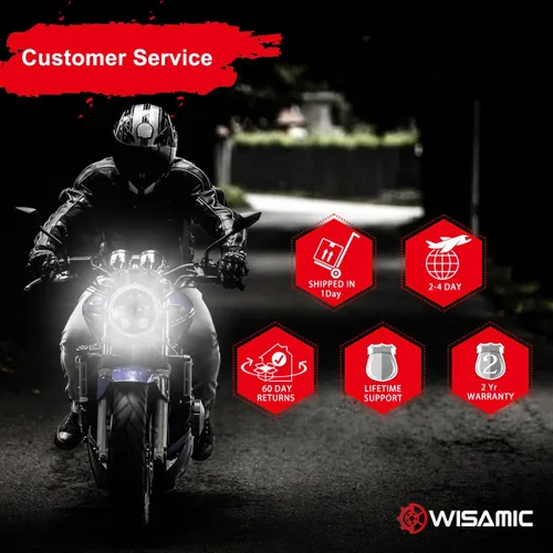Vista 6 de Faro LED proyección Wisamic 5 – 3/4 pulgadas 5.75 pulgadas Daymaker para motocicletas Harley-Davidson 9 piezas foco, Negro