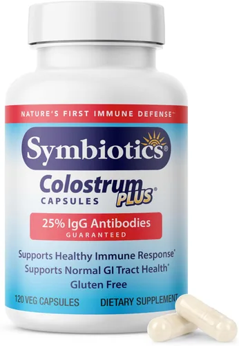 Vista 10 de Symbiotics Calostro 60 cápsulas vegetales - Apoyo inmunológico - Suplemento de lactoferrina y proteína de calostro con inmunoglobulina - 25%