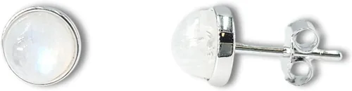 Vista 103 de Pendientes naturales de 0.236 in con chapado en oro blanco sobre plata de ley, bisel cabujón de piedras preciosas regalo de joyería para ella