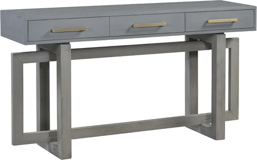Vista 9 de Knocbel Mesa Consola Larga con 3 Cajones y Manija, Elegante Mesa de Sofá de Entrada Mesa Auxiliar con Base de Trineo Cruzado para Sala de Estar 3