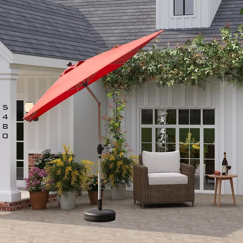 Vista 11 de Domi - Sombrilla rectangular de 6 x 4 pies para patio, sombrilla de mesa para exteriores con 8 varillas resistentes e inclinación, sombrilla de Beige