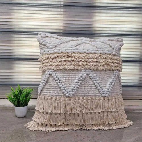 Vista 11 de Trade Star Funda de almohada Kilim de 100% algodón, estilo bohemio, copetudo, funda de almohada del suroeste, funda de cojín decorativa tejida a
