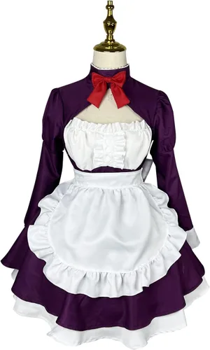 Vista 3 de Disfraz de sirvienta de anime para cosplay, vestido de sirvienta con máscaras, trajes de Halloween