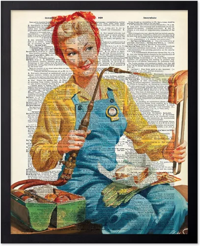 Vista 38 de Poster Master Póster de Arte del Diccionario - Impresión Retro de Mujer Soldadora - Arte de Sándwich de Queso a la Parrilla - Regalo para Ella
