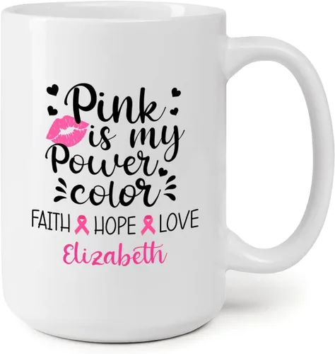 Vista 18 de Taza personalizada para sobrevivientes de cáncer, taza de cáncer de mama, taza de cinta rosa, regalo para sobreviviente de cáncer de mama, taza