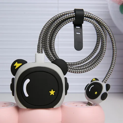 Vista 25 de Funda de Cargador Compatible con iPhone Adaptador de Corriente USB-C de 20W Cargador Diseño de Dibujos Animados Lindo en 3D Funda de Cargador