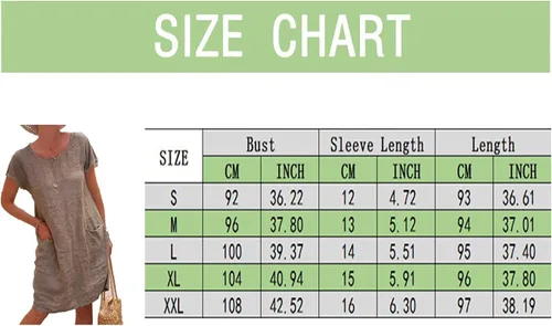 Vista 5 de Linen Dress for Women 2023 Cotton Linen Dresses for Women Spring Summer Casual 34 Sleeve V Neck Midi Beach Dress