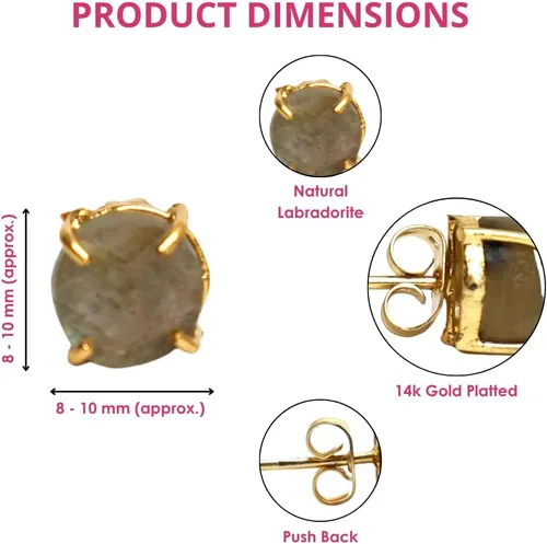 Vista 35 de Gempires Natural Raw Prong Setting Stud Earrings, 8-10 mm Crystals Earring, Handmade Jewelry, Gift for Her