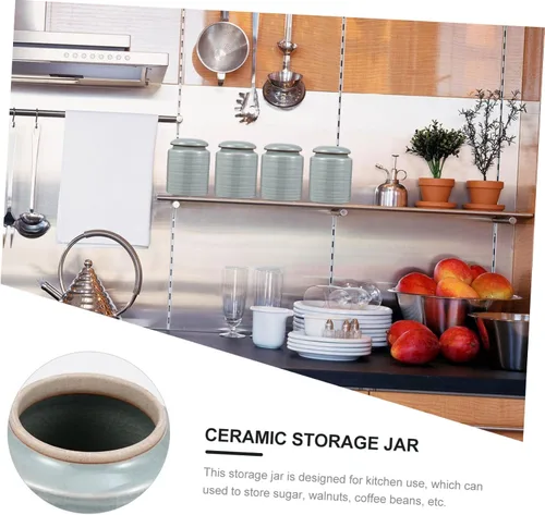 Vista 7 de Tarro de cerámica sellado, elegante recipiente de almacenamiento de alimentos, práctico tarro de azúcar para té de miel, diseño más hermoso
