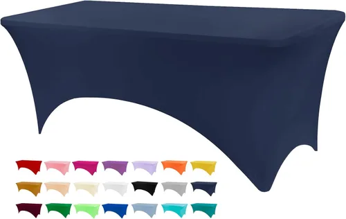 Vista 40 de BDDC - Funda de mesa ajustada de 4 pies, manteles de elastano negros, manteles elásticos lavables y resistentes a las arrugas para eventos, bodas