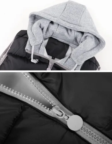 Vista 3 de Gihuo Chaleco acolchado con cremallera para mujer, chaleco acolchado sin mangas con capucha para invierno