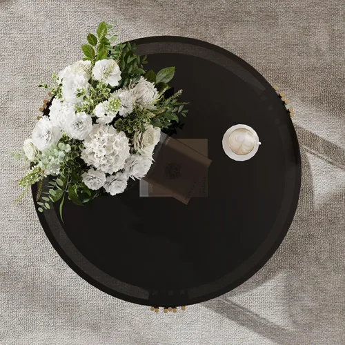 Vista 5 de Mesa de centro de vidrio templado de 31.5 pulgadas, moderna mesa de té dorada de 2 niveles con estante inferior, mesas centrales de lujo con marco