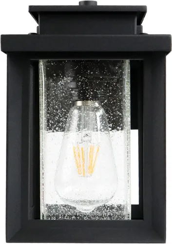 Vista 4 de MONKFISH Lámpara de pared moderna para exteriores, impermeable, color negro, con pantalla de cristal de burbujas, resistente a la intemperie