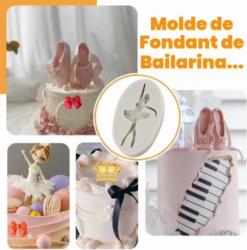 Vista 4 de Sijiangmold Moldes de silicona para bailarinas de ballet, moldes de fondant, moldes de arco de caramelo, corona de chocolate para decoración