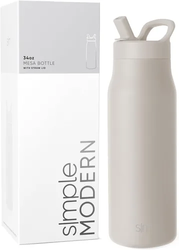 Vista 28 de Simple Modern Botella de agua con tapa de pajilla Termo de acero inoxidable aislado Botellas de agua reutilizables para viajes para gimnasio