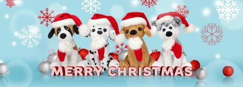 Vista 2 de Plushland Pawpal de Navidad con sombrero de Papá Noel, animales de peluche, marioneta de peluche de 8 pulgadas para niños, un regalo perfecto