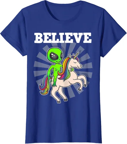 Vista 62 de Believe Space Alien Riding Unicorn - Camiseta de regalo divertida, Negro, S