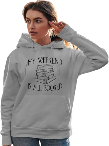Vista 5 de Go All Out My Weekend Is All Booked Funny Book Reading Lover - Sudadera con capucha para hombre y mujer Negro