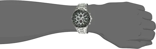 Vista 6 de Taquímetro de esfera negra de acero inoxidable Edifice para hombre, Negro -, Cronógrafo, movimiento de cuarzo