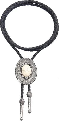 Vista 176 de Jeilwiy Corbata de bolo para hombre, corbata de vaquero occidental, collar de corbata de bolo dorado, corbata de cuero, corbata de Halloween