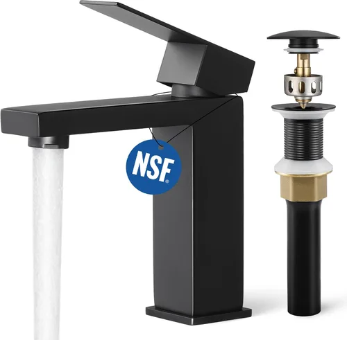 Vista 15 de KES Grifo de Baño Negro de un Solo Agujero, Grifo de Lavabo de Acero Inoxidable con Una Manija, Mate Negro Certificado cUPC, L3156ALFF12-BK