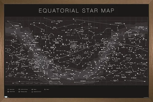 Vista 17 de Trends International Astrología - Póster de pared con mapa estelar ecuatorial, 14.725 x 22.375 pulgadas, versión enmarcada de madera de granero