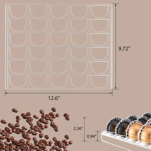 Vista 3 de SUMERFLOS Coffee Capsule Storage Tray, Drawer Insert Organizer Holds 30 Pods Compatible with Nespresso Vertuoline Capsules Drawer of Kitchen, Home