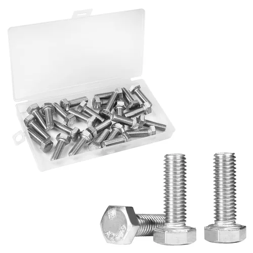 Vista 18 de 25 Piezas M6 Tornillos Hexagonales M6-1.0 x 16mm Tornillo de Cabeza Hexagonal 304 Acero Inoxidable M6-1.0mm Tornillos Hexagonales Tornillos