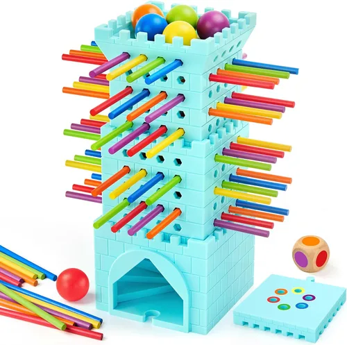 Vista 8 de Ball Drop Game, Montessori Board Game for Kids 4-6, Preschool Educational Toy for 3 4 5 6 Year Olds, Wooden Sticks Game, Fine Motor Skills Toy Orange