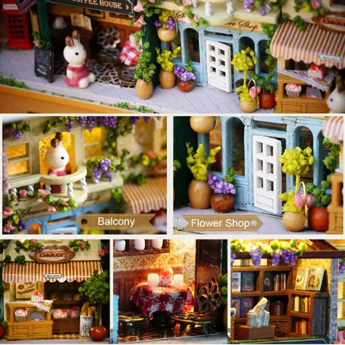Vista 5 de Spilay - Kit de muebles de madera para casa de muñecas en miniatura, hecho a mano, modelo de mini caja de hierro tipo teatro, escala 1:24, juguetes