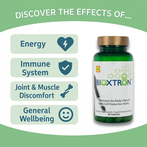 Vista 3 de Bioxtron Suplemento Natural de Células Madre en Cápsulas - Algas Azules y Verdes, Espirulina, Apoyo Energético - 60 Cápsulas