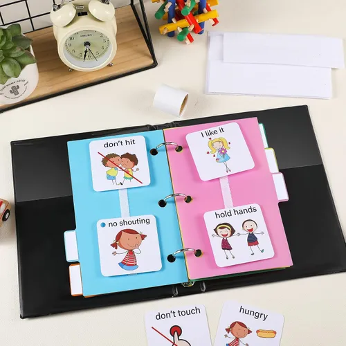 Vista 4 de Ctosree 246 piezas de libro de comunicación pequeñas herramientas para programación visual, tarjetas de fotos, incluye 3 separadores de carpetas