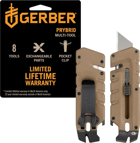 Vista 12 de Gerber Gear Prybrid Utility Cúter con barra de palanca, cuchillo multiherramienta de bolsillo con hoja retráctil, cuchillo para uso diario, gris
