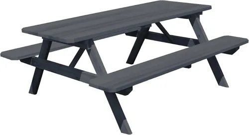 Vista 6 de Furniture Barn USA Mesa de picnic de cedro de 4 pies con bancos adjuntos, tinte de cedro mancha de cedro
