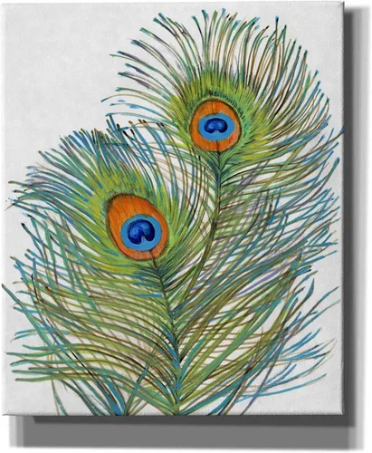 Vista 4 de Epic Graffiti 'Vivid Peacock Feathers I' por Tim O'Toole, lienzo para pared, 12 x 16 pulgadas