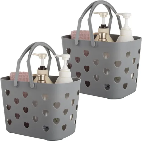 Vista 11 de Anyoifax Cesta portátil de almacenamiento de plástico con asa para ducha, organizador de caja para baño, despensa, cocina, dormitorio universitario