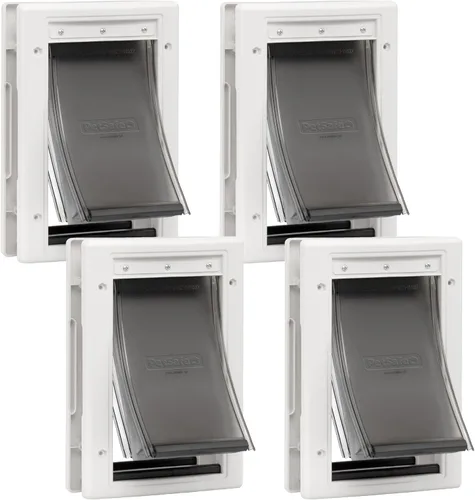 Vista 12 de Puerta PetSafe para condiciones meteorológicas extremas, color blanco, L, Blanco Insulated 3-Flap System Rated -10 to 100F, Paintable Plastic